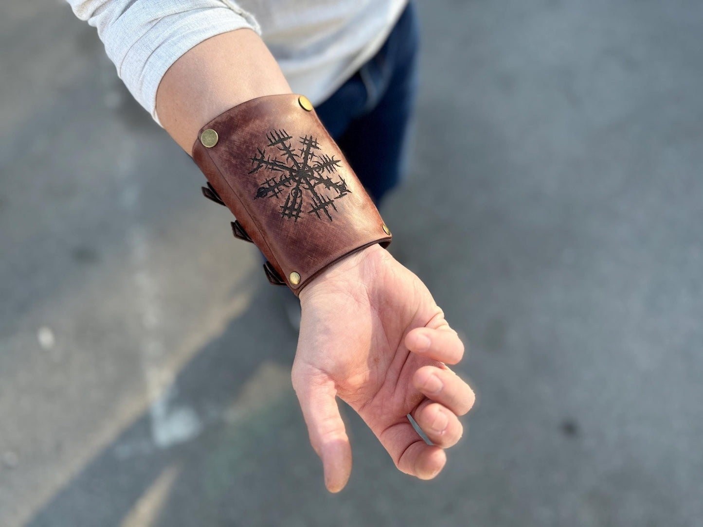 Handcrafted Steampunk Leather Wrist Wallet