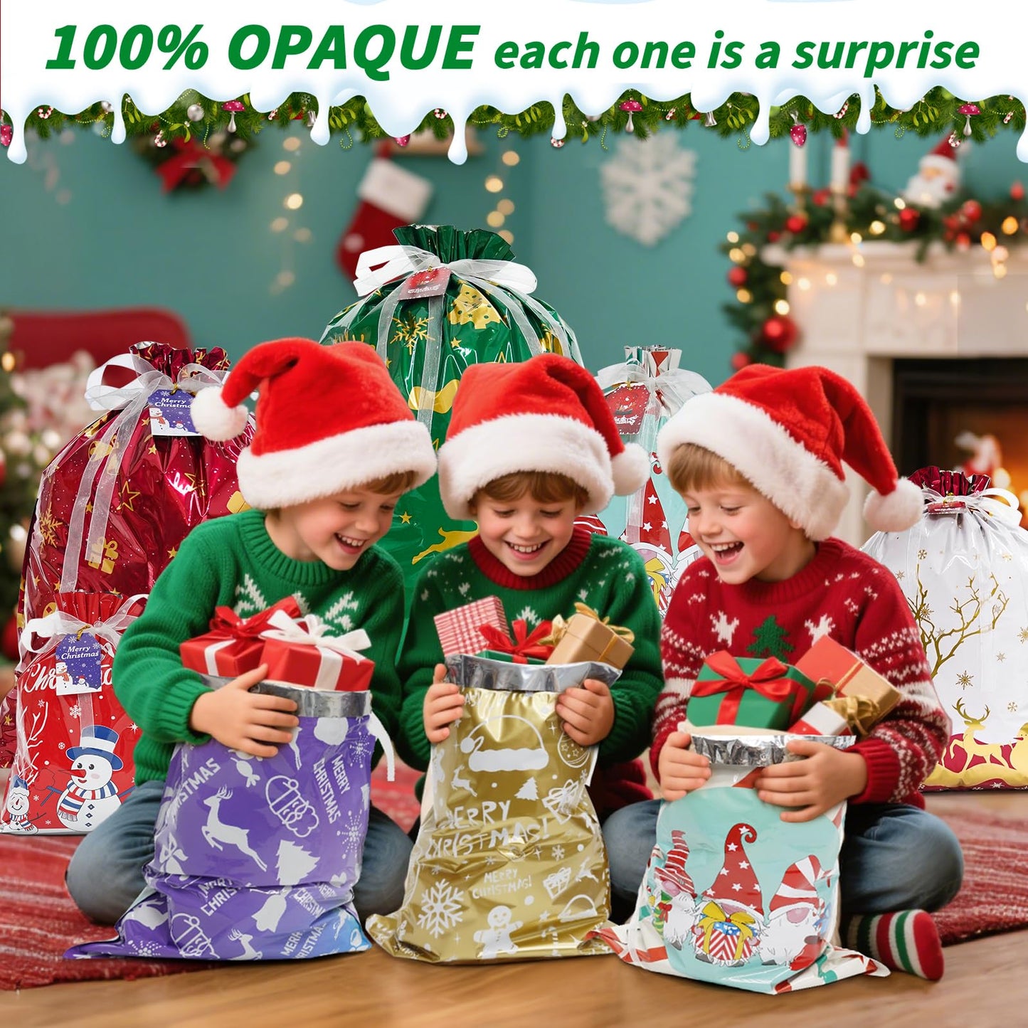 🔥Reusable Christmas Drawstrings Gift Bags 30-piece Bags & Tags Set(Buy 2 Free Shipping)