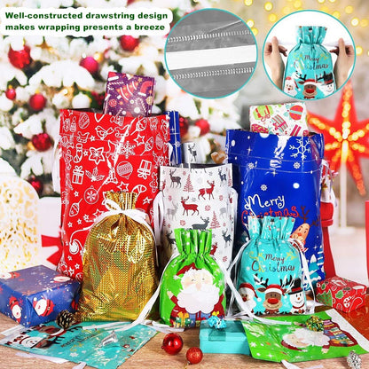 🔥Reusable Christmas Drawstrings Gift Bags 30-piece Bags & Tags Set(Buy 2 Free Shipping)