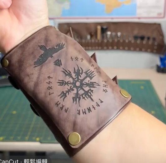 Handcrafted Steampunk Leather Wrist Wallet