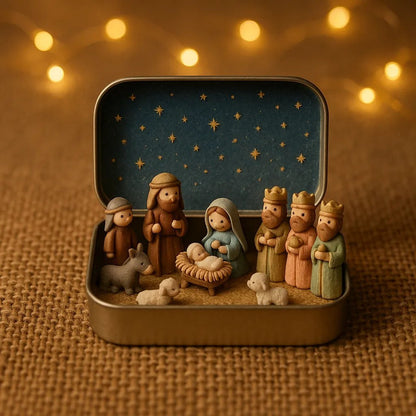 🔥Last Day 49% Off🎁Mini Christmas Nativity Set in a Tin Box--🎉Buy 3 Free Shipping