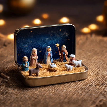 🔥Last Day 49% Off🎁Mini Christmas Nativity Set in a Tin Box--🎉Buy 3 Free Shipping