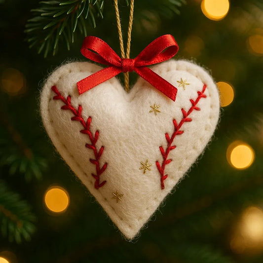 ⚾🦌Handmade Baseball Heart Christmas Ornament💖